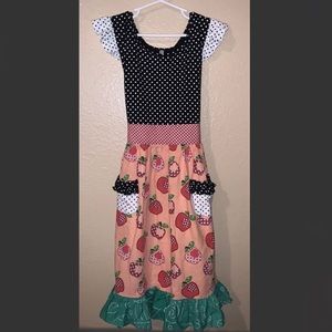 Be Girl Clothing Boutique Polka Dot Apple Dress School Pockets Sz 12 New